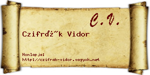Czifrák Vidor névjegykártya